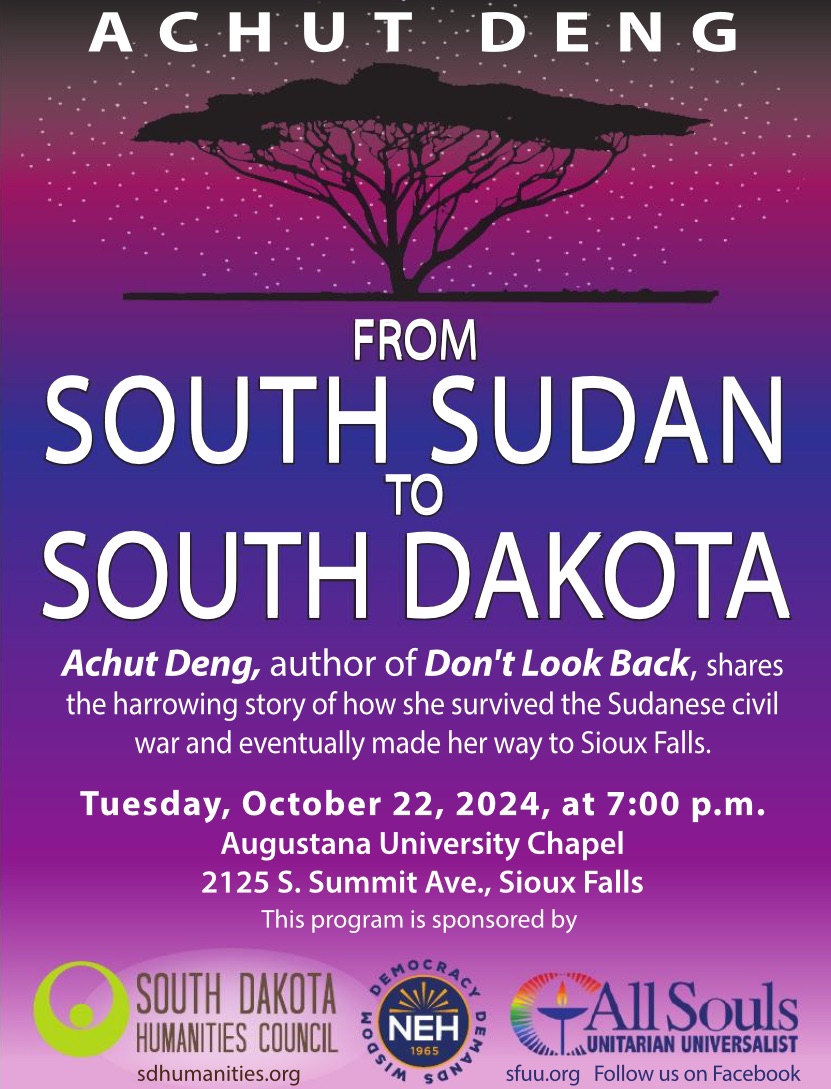 Poster containing description of Achut Deng event